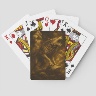 Mystischer goldener Wolf - Black and Gold Tierkuns Spielkarten