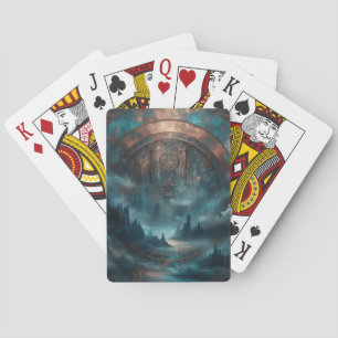 Mystischer Gothic Steampunk - Blaue Kupferpatina Spielkarten