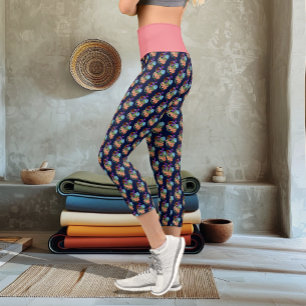 Mystischer grüner chinesischer Drache, florale Nav Capri Leggings
