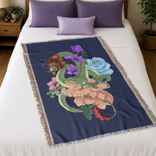 Mystischer grüner chinesischer Drache, florale Nav Decke