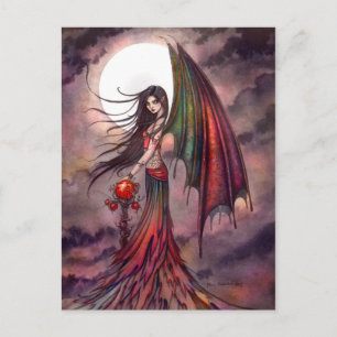 Mystischer Herbst Vampir Halloween Fee Fantasy Kun Postkarte