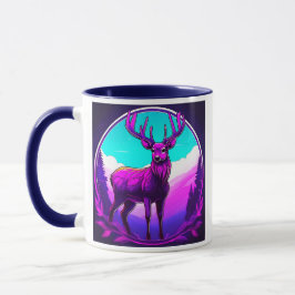 Mystischer Hirsch in einem futuristischen Hintergr Tasse
