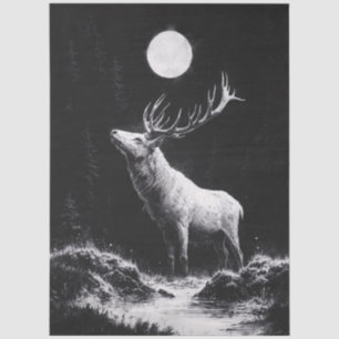 Mystischer Hirsch unter Vollmond-Decoupage Seidenpapier