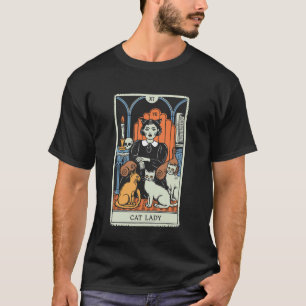 Mystischer Katzenfrau-Kunstprint T-Shirt