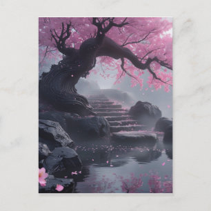 Mystischer Kirschblossomweg - Verzauberte Treppe Postkarte