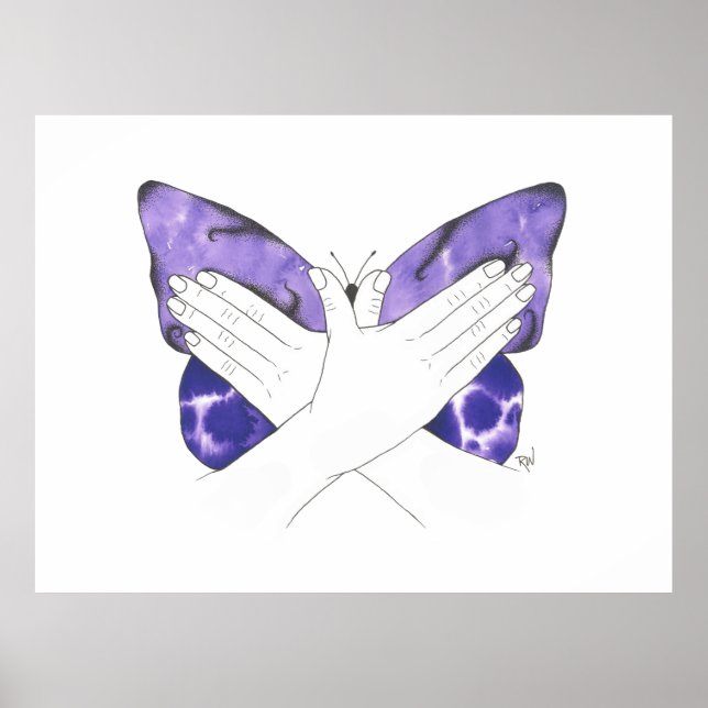 Mystischer Lila Schmetterling in ASL Poster (Vorne)