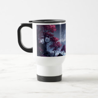 Mystischer lila Wald und karmesinroter Baum Edelst Reisebecher
