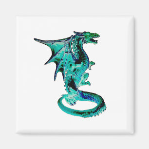 Mystischer Meeresblauer Drache Mythische Fantasy-K Magnet