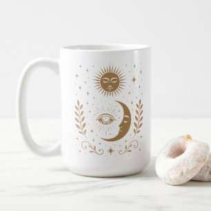 Mystischer Mitternachtsmond & Sterne Drittes Auge  Kaffeetasse