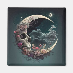 Mystischer Mond mit Totenkopf Magnet