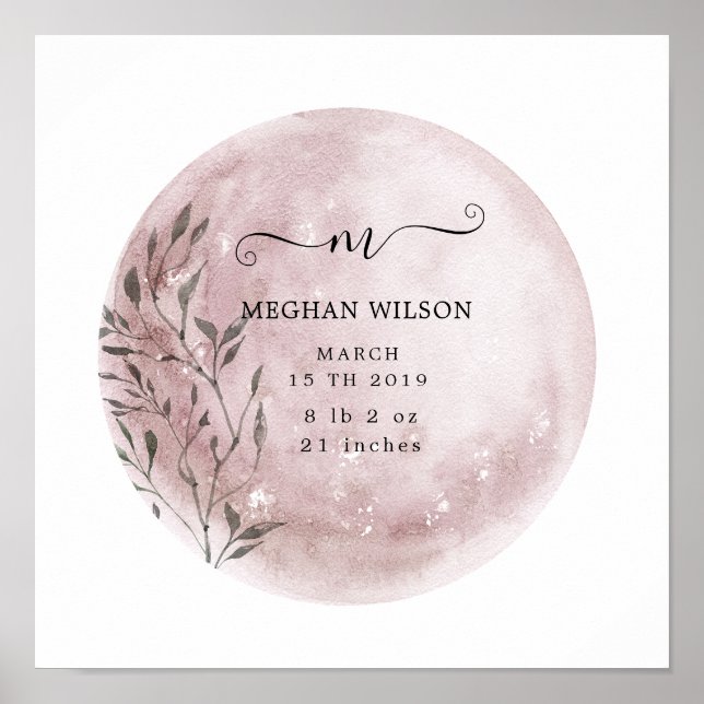 Mystischer Mond Rosa Baby Birth Poster (Vorne)