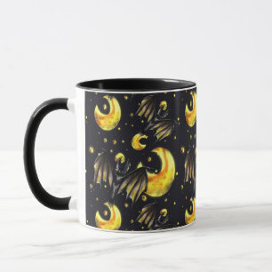 Mystischer Mond und Fledermaus-Muster-Becher Tasse