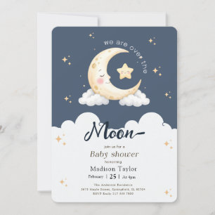 Mystischer Mond und Sterne Jungen Baby-Empfangsfei Einladung