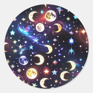 Mystischer Mondstein-Opal-Lunar-Sticker-Set Runder Aufkleber