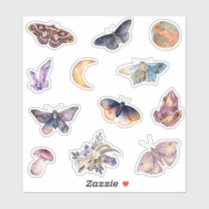 Mystischer Mottenkristall-Stickersatz Aufkleber