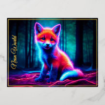 Mystischer Neonfuchs in glühendem verzaubertem Wal