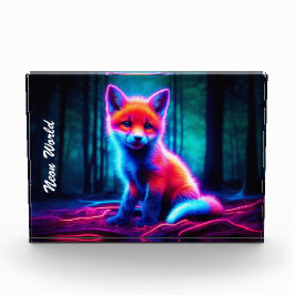 Mystischer Neonfuchs in glühendem verzaubertem Wal Fotoblock
