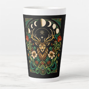 Mystischer paganer Hirsch und Mondphase Milchtasse