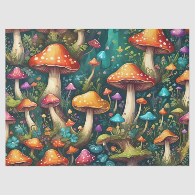 Mystischer Pilzwald Seidenpapier (Vorderseite)