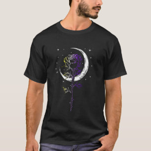 Mystischer Rosenhalbmond-LGBTQ-Nonbinary-Flagge W T-Shirt