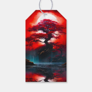 Mystischer roter Baum unter Vollmond Geschenkanhänger