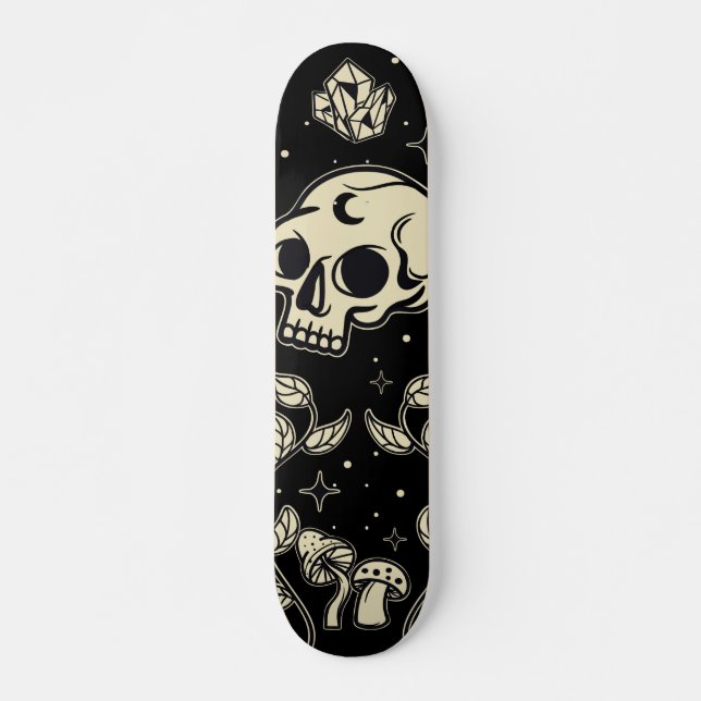 Mystischer Schädel und Pilz Skateboard (Vorne)