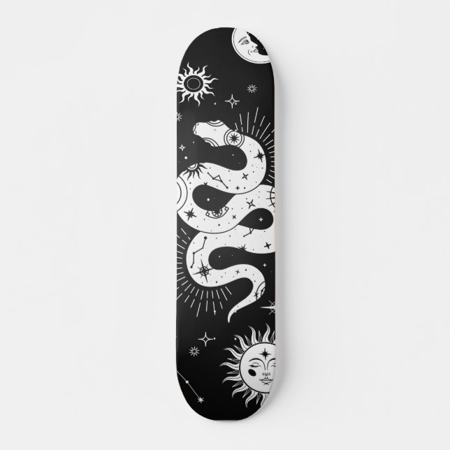 Mystischer Schlangenmond und Sterne Skateboard (Vorne)