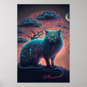 Mystischer schwarzer Katzenposter Hexenkunst 2 Poster