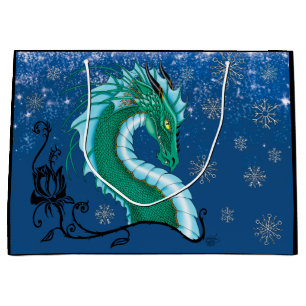 Mystischer Smaragd-Eis-Drache-Schneeflocken-Fantas Große Geschenktüte