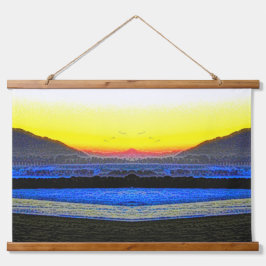Mystischer Sonnenuntergang Doppelbild Wandteppich Mit Holzrahmen
