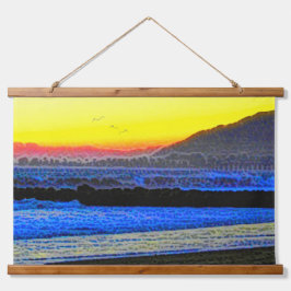 Mystischer Sonnenuntergang Wandteppich Mit Holzrahmen