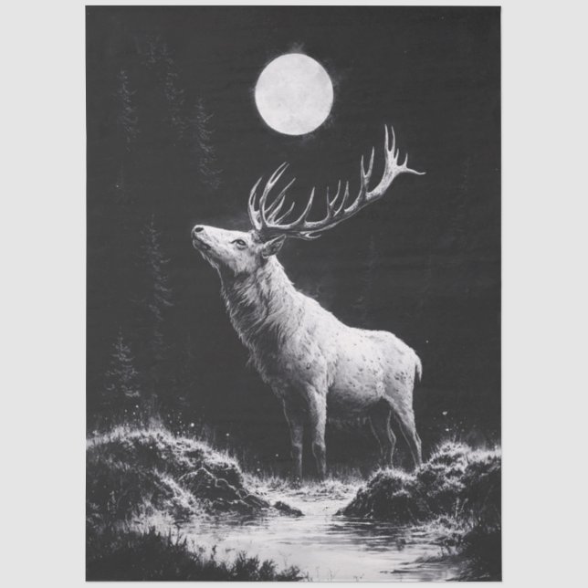 Mystischer Stab unter Vollmond-Dekoupage Seidenpapier (Vorderseite)