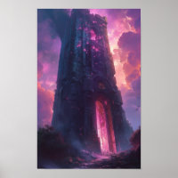 Mystischer Stein Obelisk mit Arkanem Sigils Poster