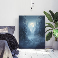 Mystischer surrealer schneebedeckter Wald Kunstpri