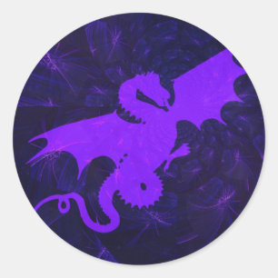 Mystischer Violetter Drachen Kunst Runder Aufkleber