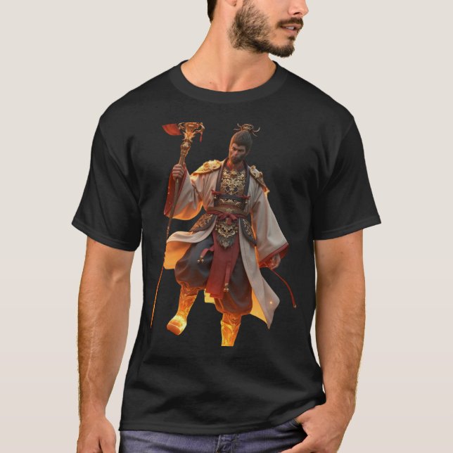 Mystischer Wächter mit fiery Staff T-Shirt (Vorderseite)