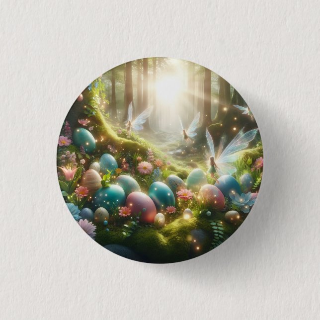 Mystischer Wald Fee Magischer Frühling Eier Button (Vorderseite)
