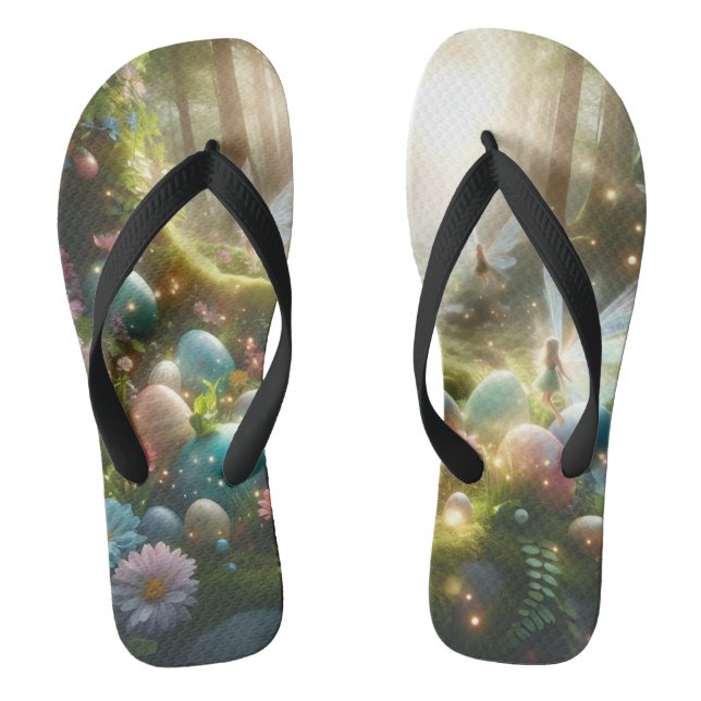 Mystischer Wald Fee Magischer Frühling Eier Flip Flops (Fußbett)