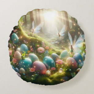 Mystischer Wald Fee Magischer Frühling Eier Rundes Kissen