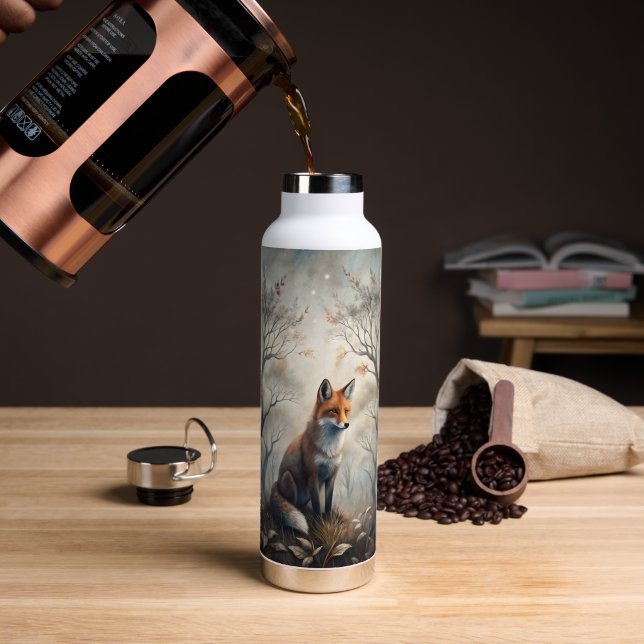 Mystischer Wald Fuchs Trinkflasche (Kaffee (gedreht))