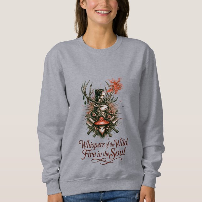 Mystischer Waldgeist Illustration Sweatshirt (Vorderseite)