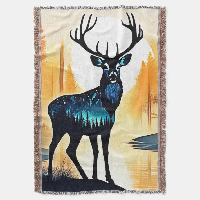 Mystischer Waldhirsch Decke (Vorderseite Vertikal)