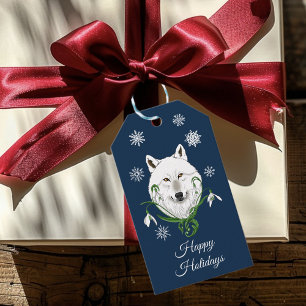 Mystischer Weißer Arktischer Wolf Winter Schneeglö Geschenkanhänger