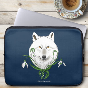 Mystischer Weißer Arktischer Wolf Winter Schneeglö Laptopschutzhülle