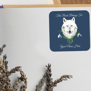 Mystischer Weißer Arktischer Wolf Winter Schneeglö Quadratischer Aufkleber