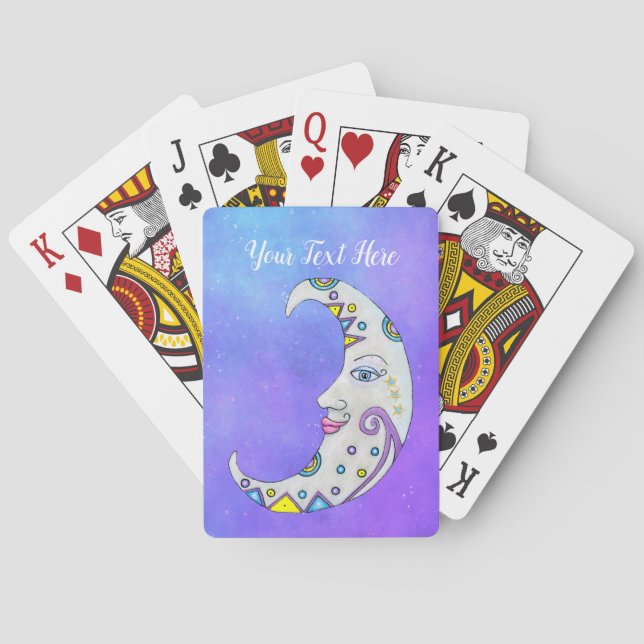 Mystischer, weißer Halbmond mit Markierungen Spielkarten (Rückseite)