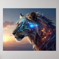 Mystischer Weißer-Tiger-SciFi-Fantasy-Steampunk-Ar