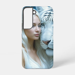 Mystischer Weißer Tiger und Frau Samsung Galaxy Hülle
