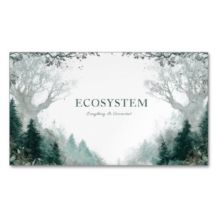 Mystischer Winterwald Kahlbaum Eisblau Rustikal Magnetische Visitenkarte
