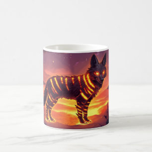 Mystischer Wolf-Becher mit leuchtenden Streifen in Kaffeetasse